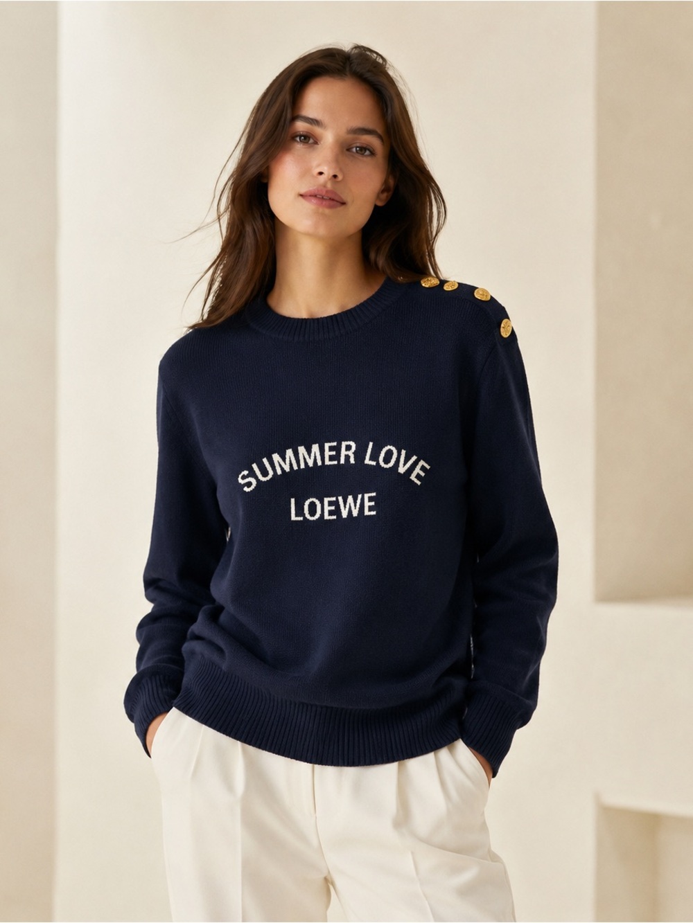 LOEWE Summer Love Navy Sweater Size Small